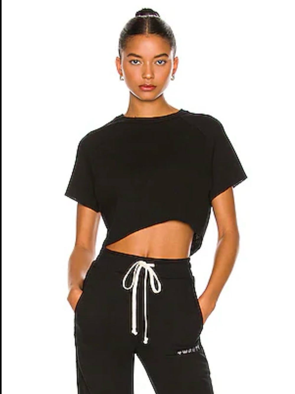 Twenty Montreal Black Asymmetric Cutout Crop Top